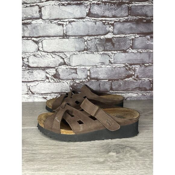 Spring Step Brown Suede Leather Cork Slide Wedge Sandals Women’s Sz 39EU/8.5M US - Picture 10 of 16